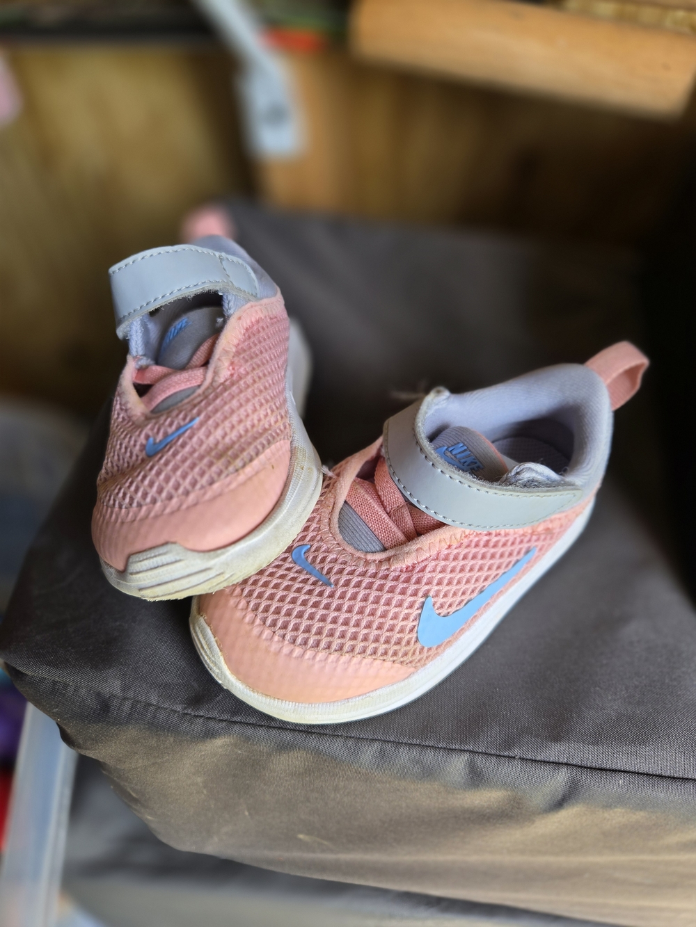 Nike Kids Pink Slip-On Sneakers with Gray Swoosh Accents